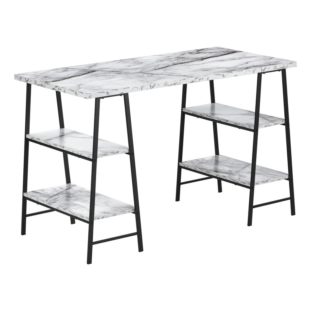 Computer Desk, Home Office, Laptop, Storage Shelves, 48L, Work, White. Picture 1