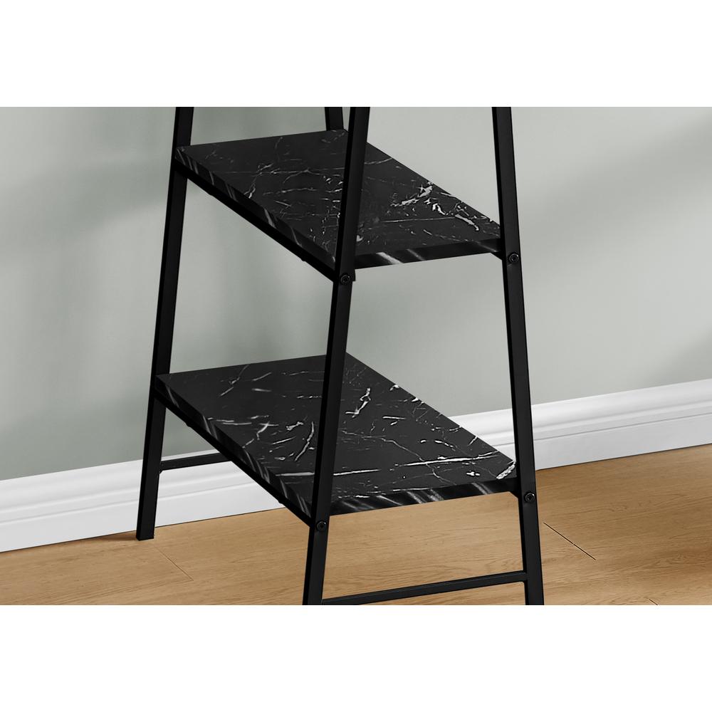 Computer Desk, Home Office, Laptop, Storage Shelves, 48L, Work, Black Marble. Picture 3