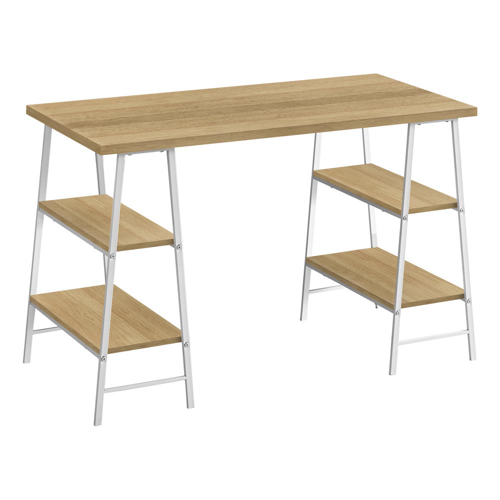 Computer Desk, Home Office, Laptop, Storage Shelves, 48L, Work, Natural Laminate. Picture 1