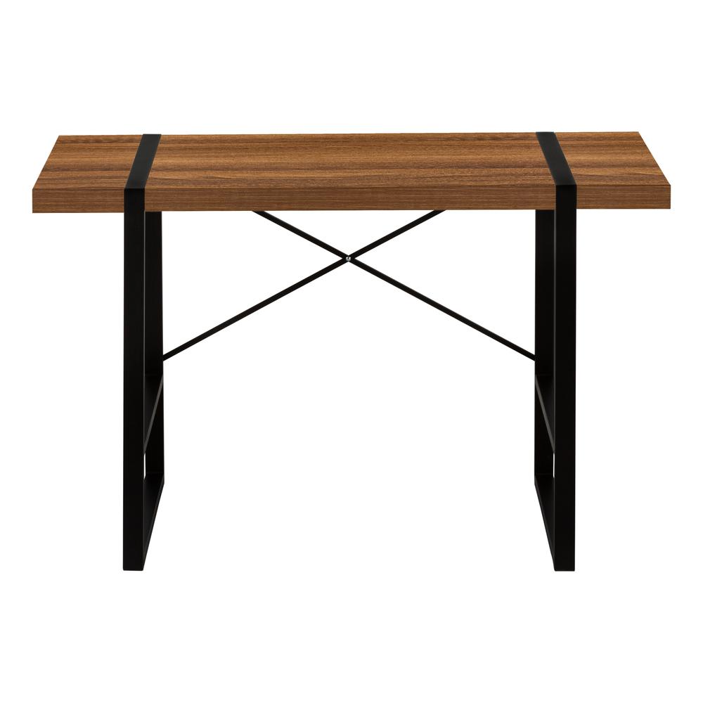 Computer Desk, Home Office, Laptop, 48L, Work, Walnut Laminate, Black. Picture 2