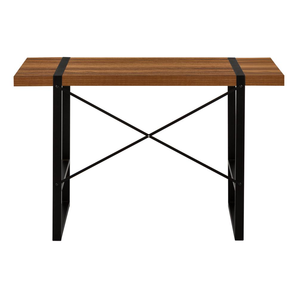 Computer Desk, Home Office, Laptop, 48L, Work, Walnut Laminate, Black. Picture 5