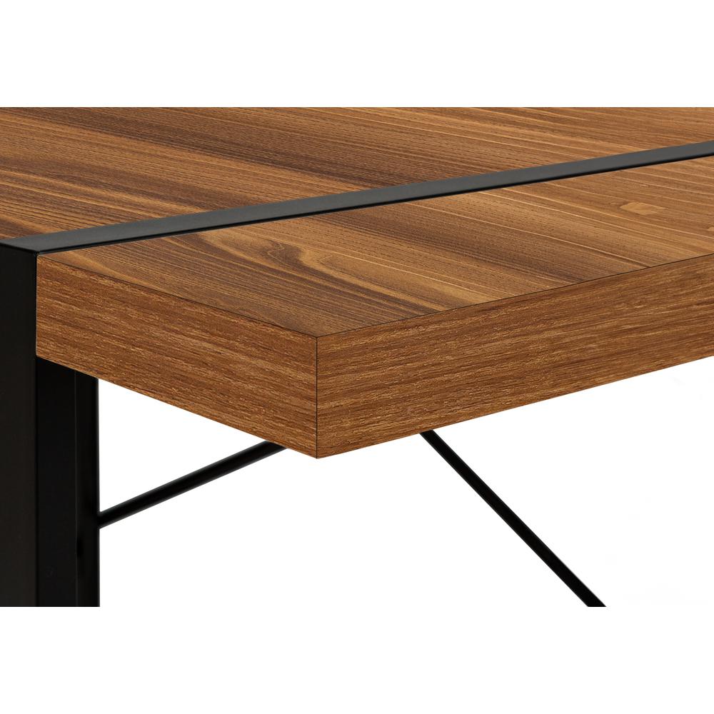 Computer Desk, Home Office, Laptop, 48L, Work, Walnut Laminate, Black. Picture 6