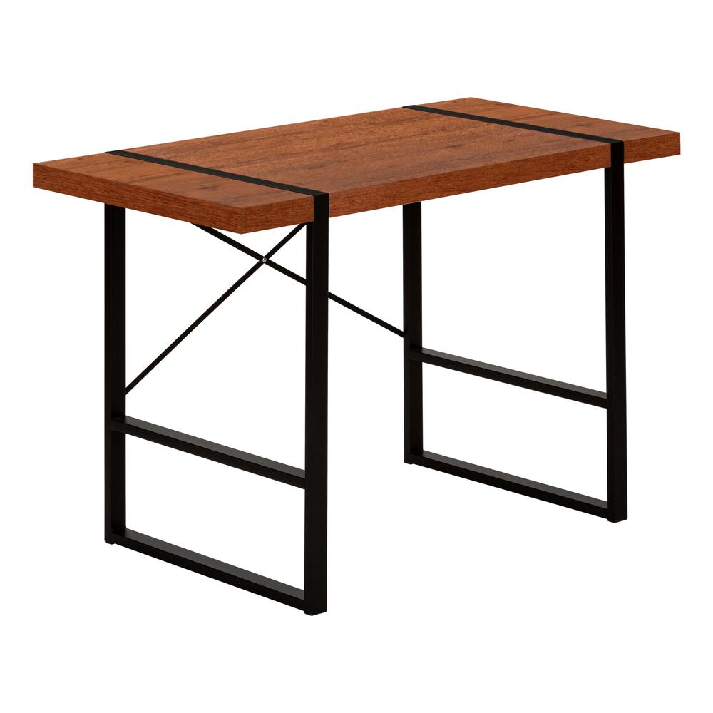 Computer Desk, Home Office, Laptop, 48L, Work, Brown Laminate, Black. Picture 1
