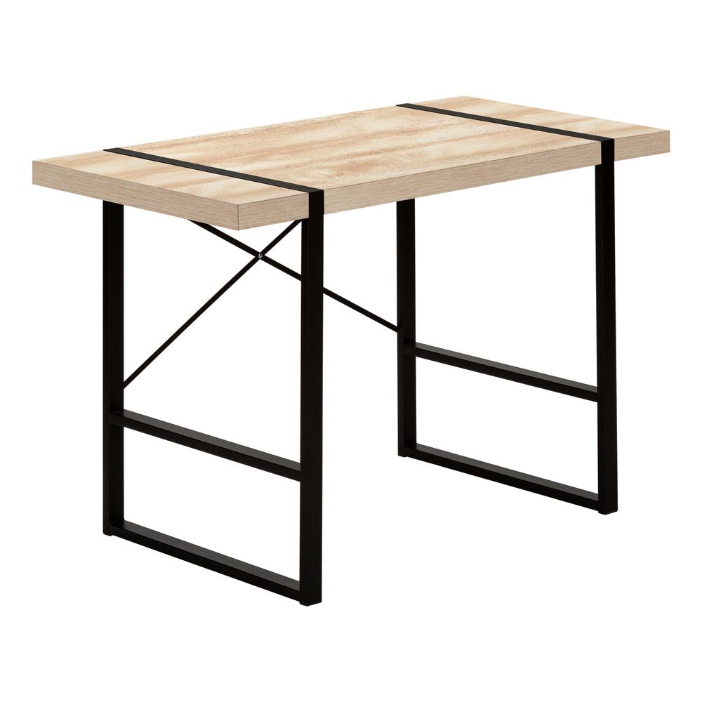 Computer Desk, Home Office, Laptop, 48L, Work, Natural Laminate, Black. Picture 1