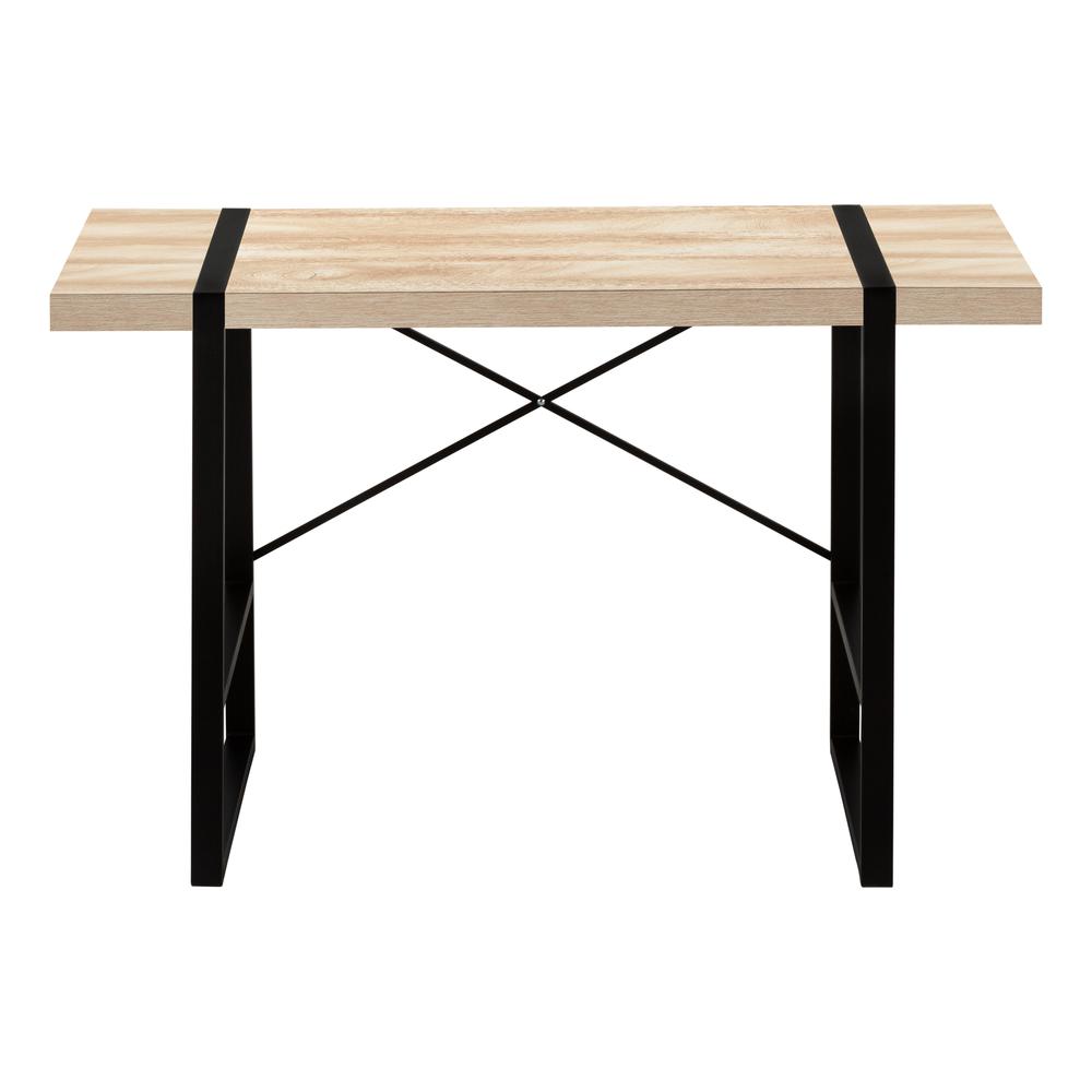 Computer Desk, Home Office, Laptop, 48L, Work, Natural Laminate, Black. Picture 2