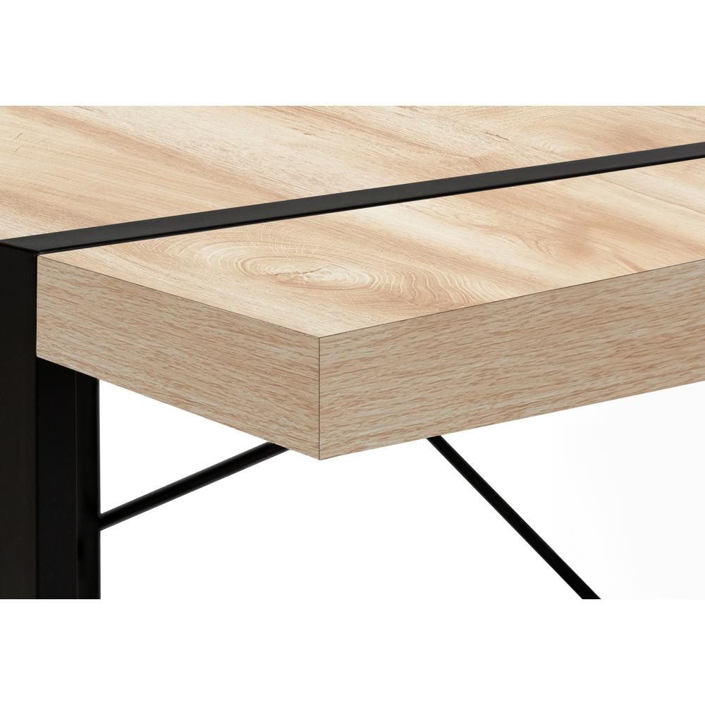 Computer Desk, Home Office, Laptop, 48L, Work, Natural Laminate, Black. Picture 6