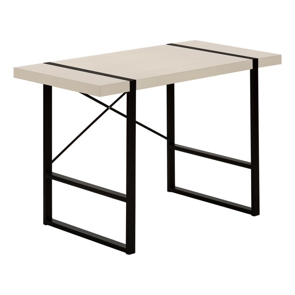 Computer Desk, Home Office, Laptop, 48L, Work, Beige Laminate, Black. Picture 1