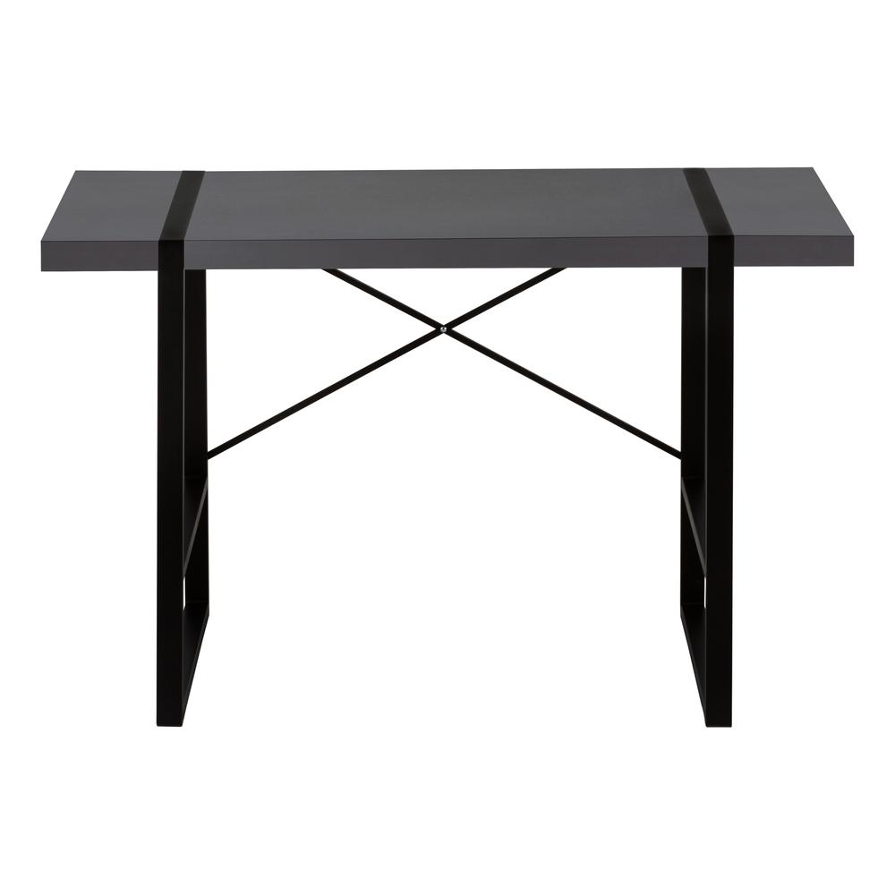 Computer Desk, Home Office, Laptop, 48L, Work, Grey Laminate, Black. Picture 2