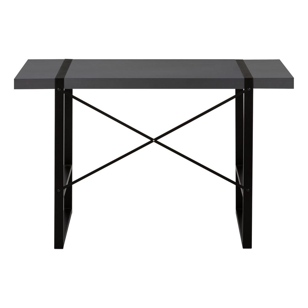 Computer Desk, Home Office, Laptop, 48L, Work, Grey Laminate, Black. Picture 5