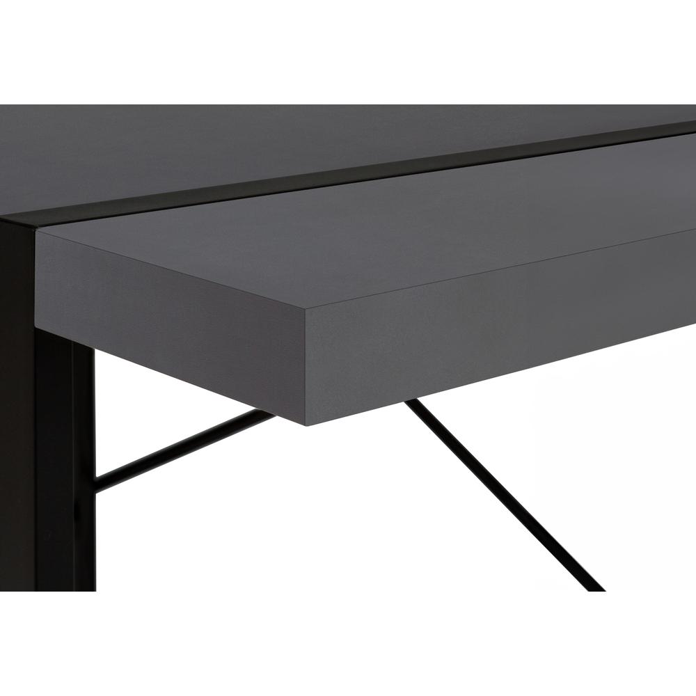 Computer Desk, Home Office, Laptop, 48L, Work, Grey Laminate, Black. Picture 6