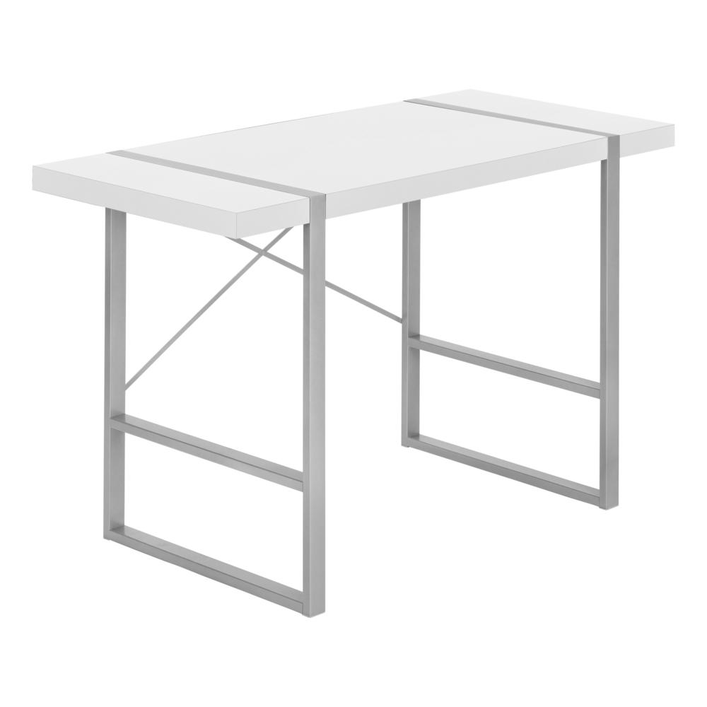 Computer Desk, Home Office, Laptop, 48L, Work, White Laminate, Grey. Picture 1