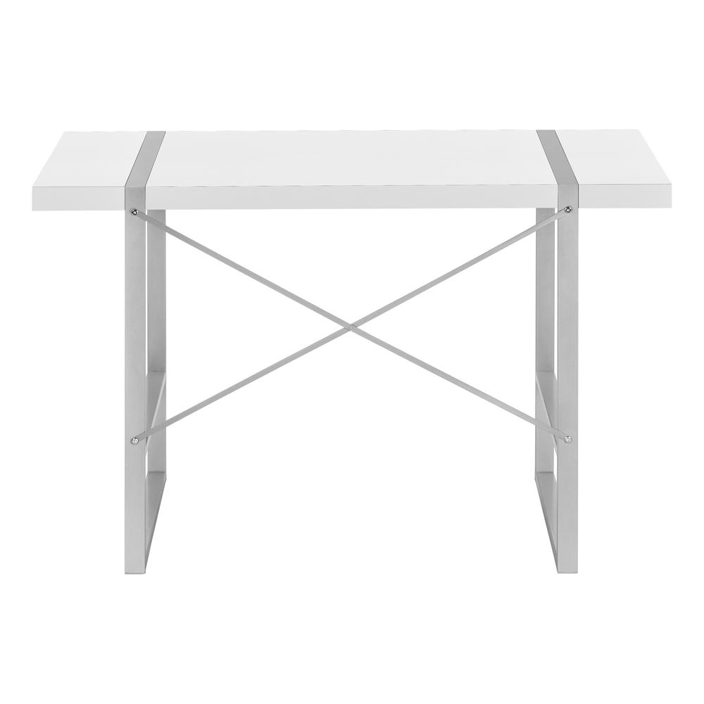 Computer Desk, Home Office, Laptop, 48L, Work, White Laminate, Grey. Picture 5