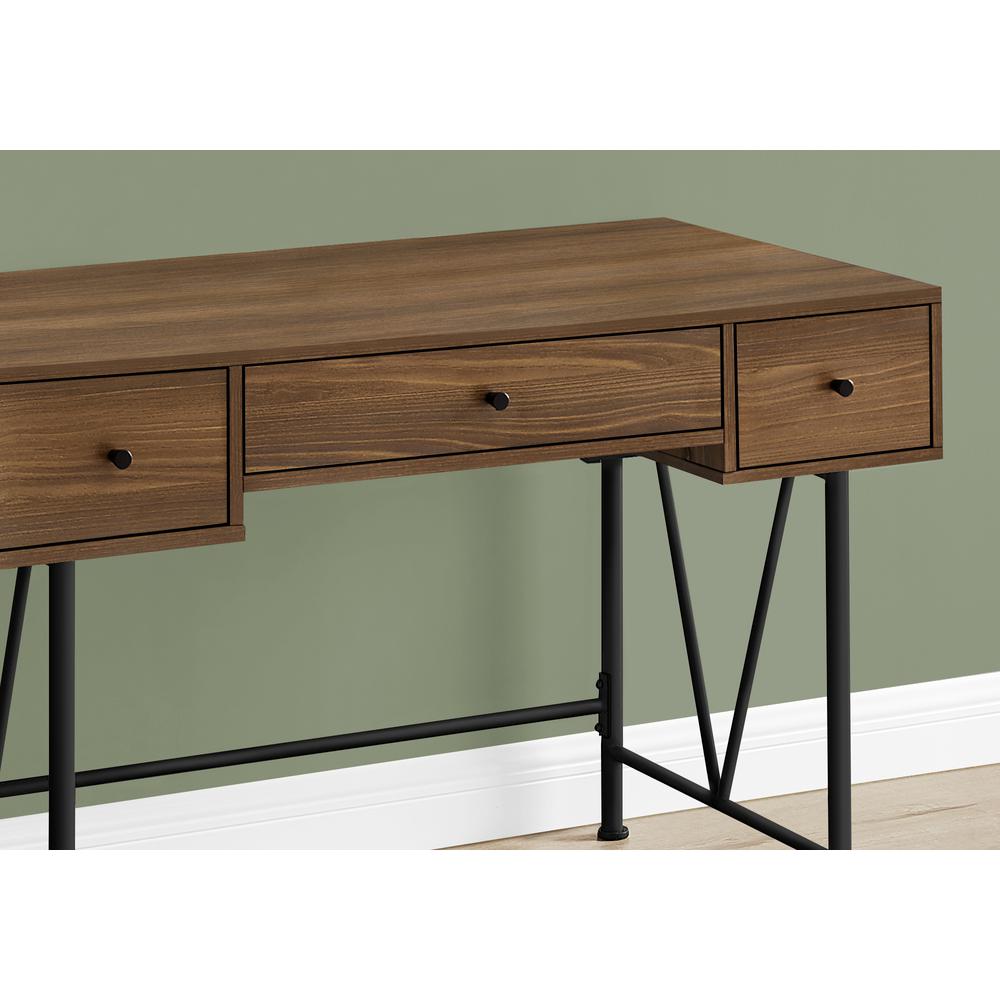 Computer Desk, Home Office, Laptop, Storage Drawers, 48L, Work, Walnut Laminate. Picture 3