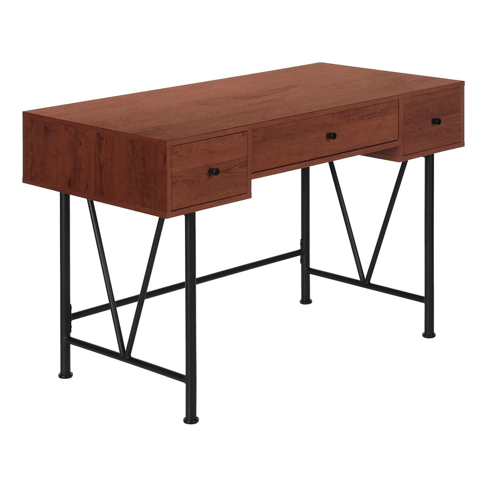 Computer Desk, Home Office, Laptop, Storage Drawers, 48L, Work, Brown Laminate. Picture 1