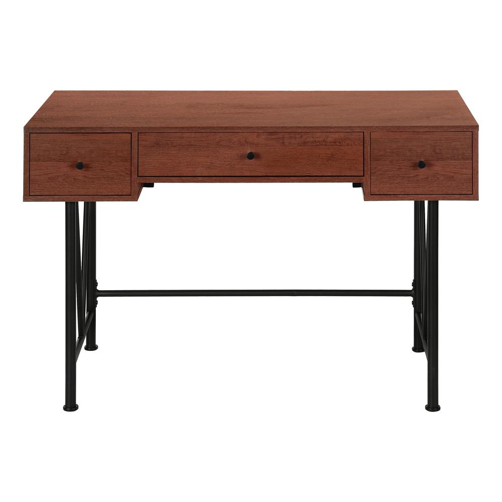 Computer Desk, Home Office, Laptop, Storage Drawers, 48L, Work, Brown Laminate. Picture 2