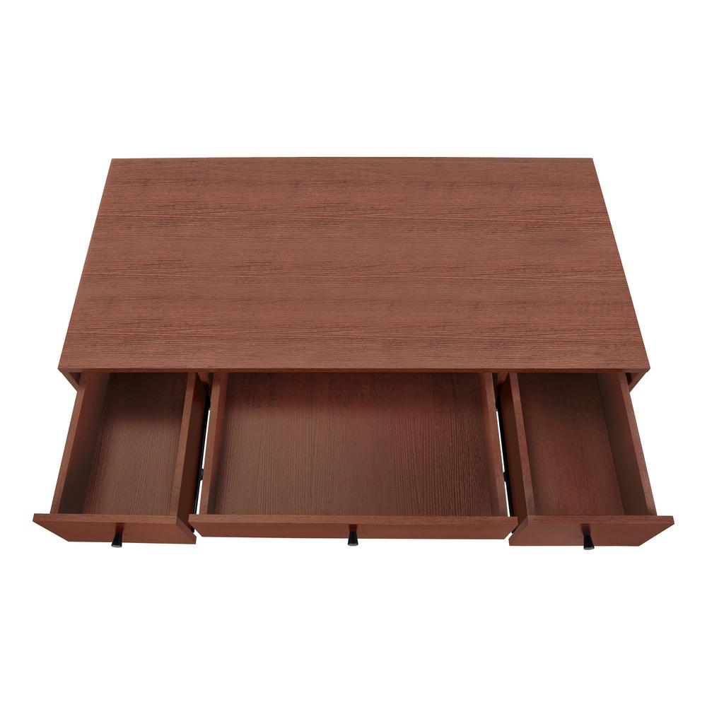Computer Desk, Home Office, Laptop, Storage Drawers, 48L, Work, Brown Laminate. Picture 5