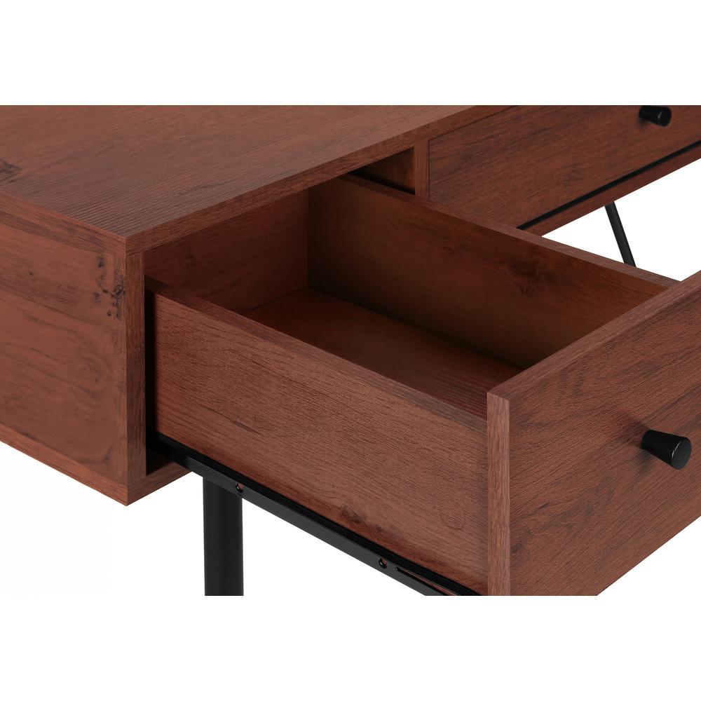 Computer Desk, Home Office, Laptop, Storage Drawers, 48L, Work, Brown Laminate. Picture 7