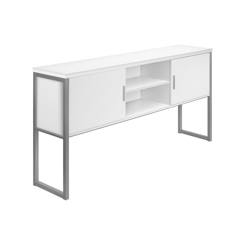 Contemporary Office Hutch in White,Silver color. Picture 1