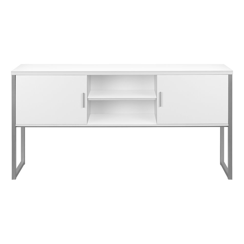 Contemporary Office Hutch in White,Silver color. Picture 2