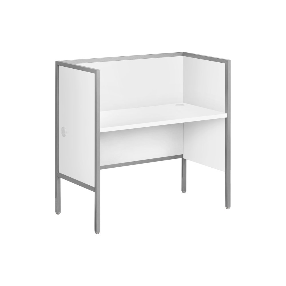 Contemporary Office Cubicle in White,Silver color. Picture 1