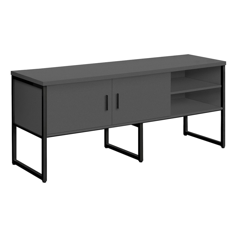 Contemporary Office Credenza in Grey,Black color. Picture 1