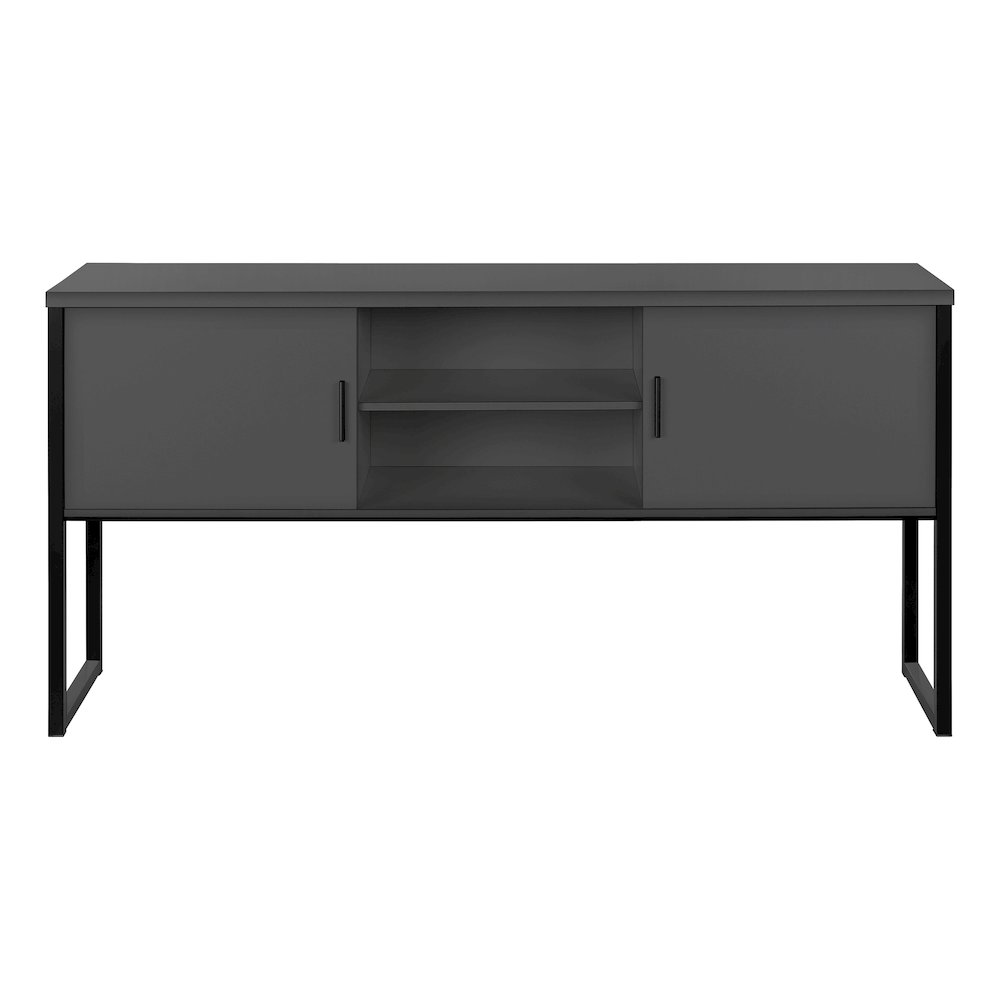 Contemporary Office Hutch in Grey,Black color. Picture 2