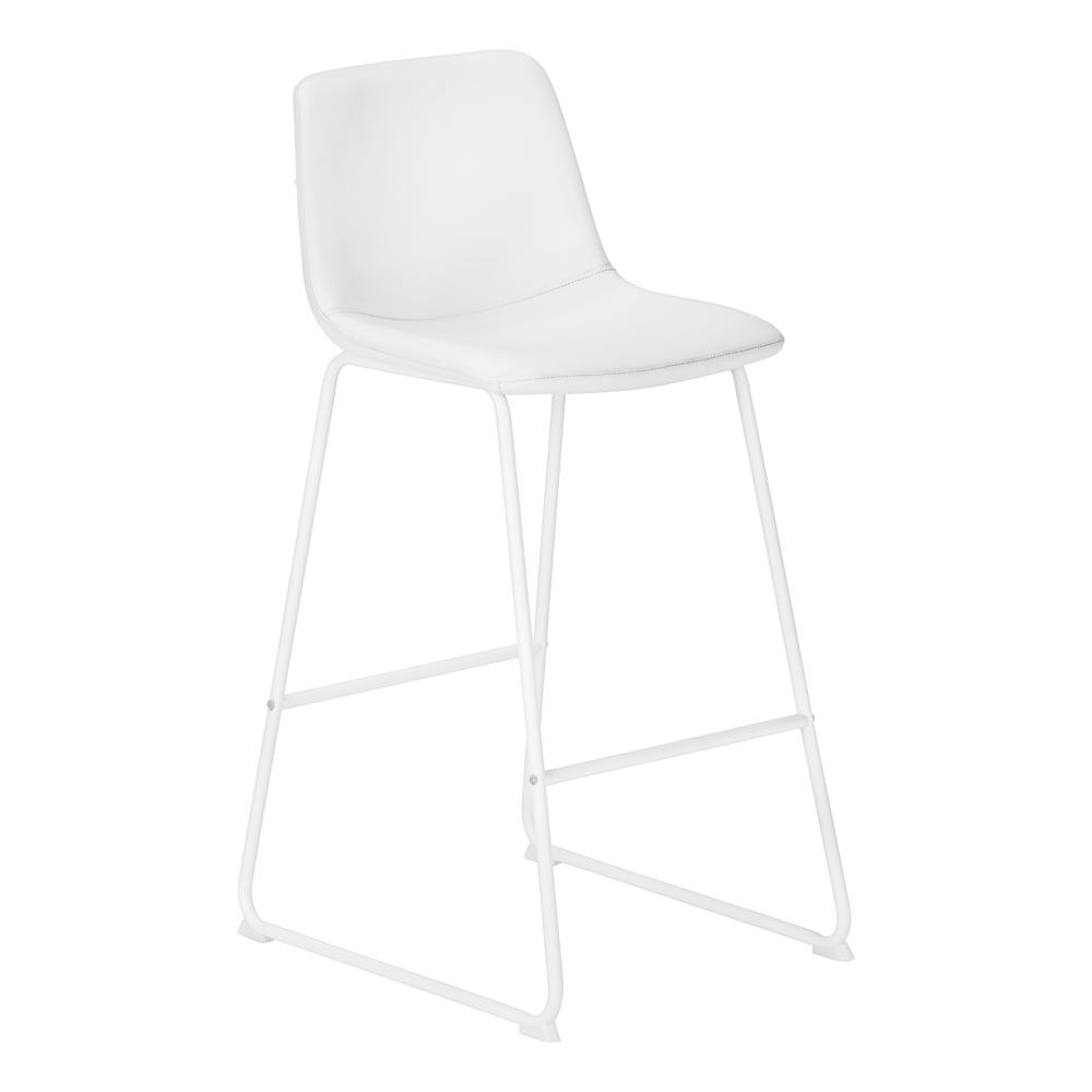 Office Chair, Bar Height, Standing, Computer Desk, Work, White Leather Look. Picture 1