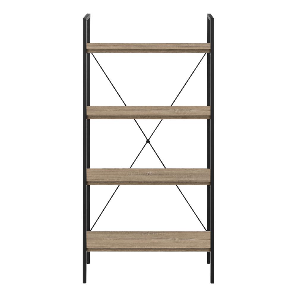 Bookshelf, Bookcase, 4 Tier, 48H, Office, Bedroom, Brown Laminate, Black. Picture 2
