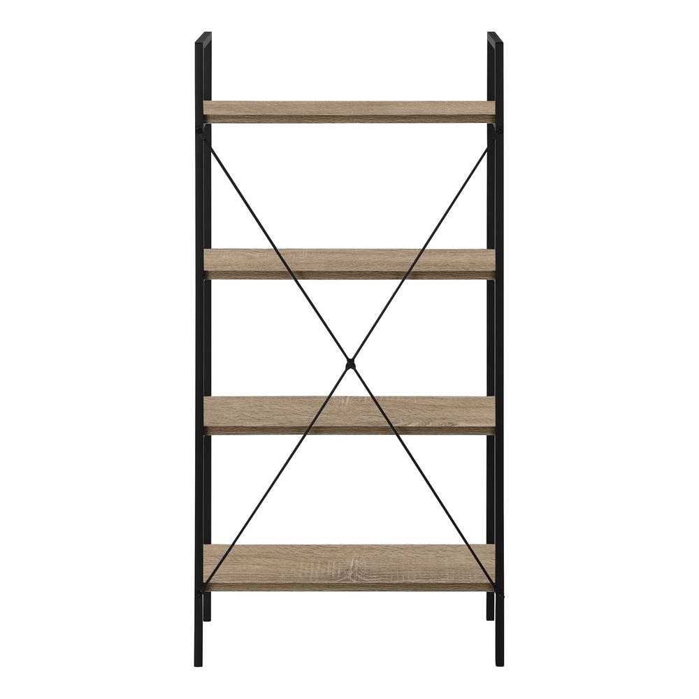 Bookshelf, Bookcase, 4 Tier, 48H, Office, Bedroom, Brown Laminate, Black. Picture 4