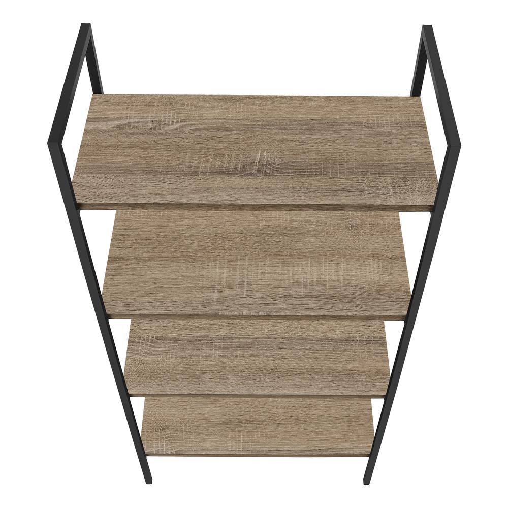 Bookshelf, Bookcase, 4 Tier, 48H, Office, Bedroom, Brown Laminate, Black. Picture 5