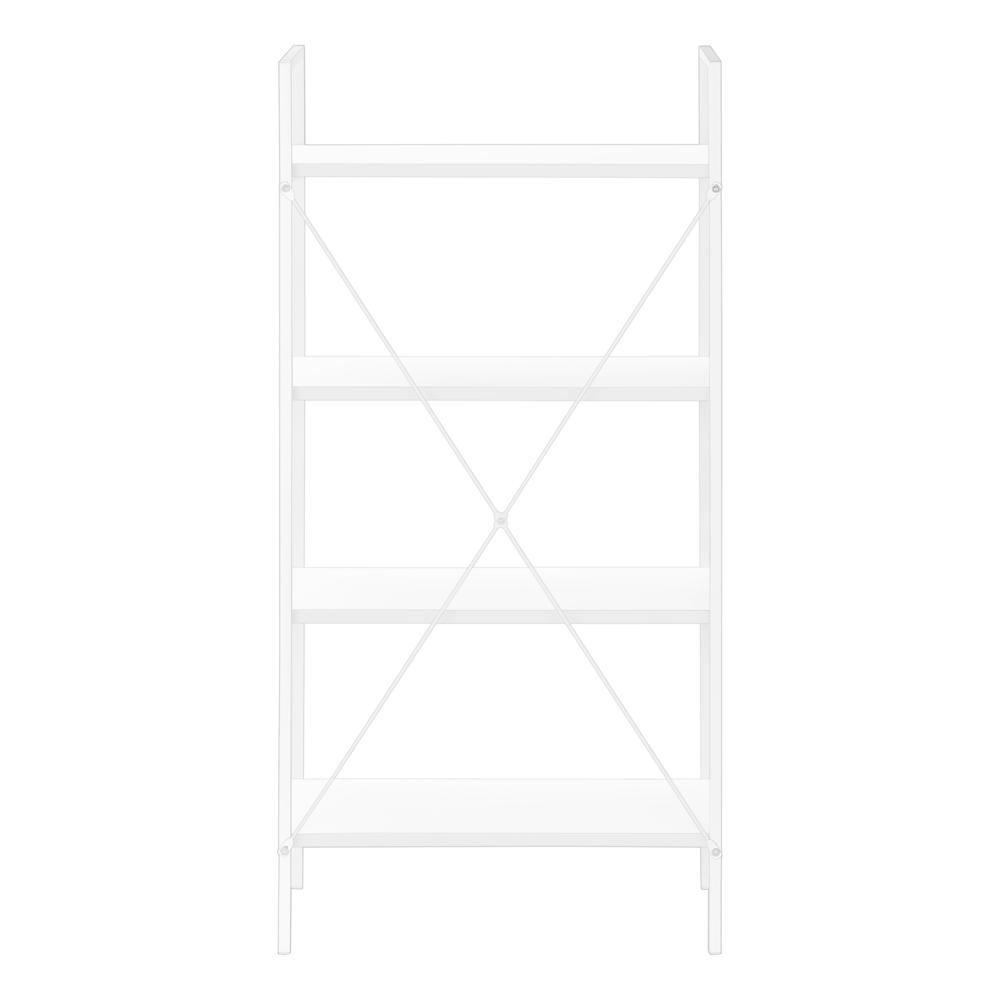 Bookshelf, Bookcase, 4 Tier, 48H, Office, Bedroom, White Laminate, White. Picture 2