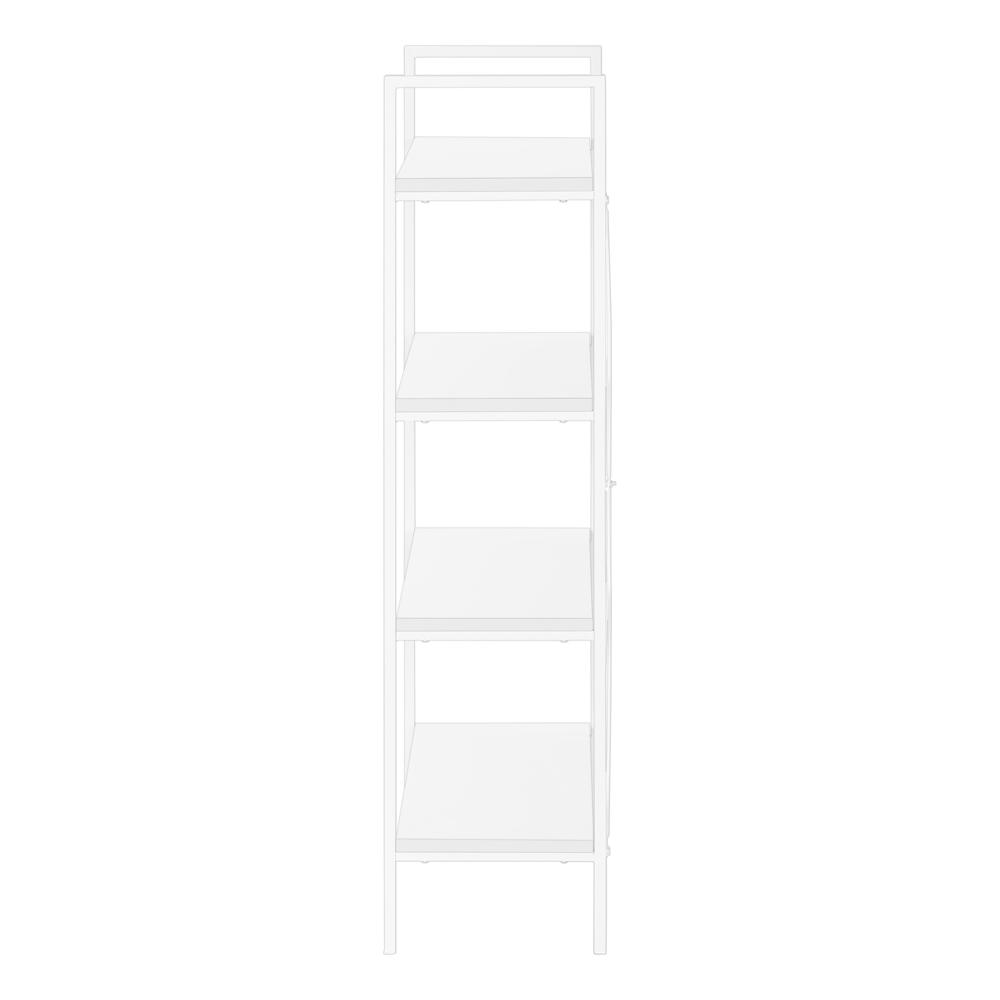 Bookshelf, Bookcase, 4 Tier, 48H, Office, Bedroom, White Laminate, White. Picture 3