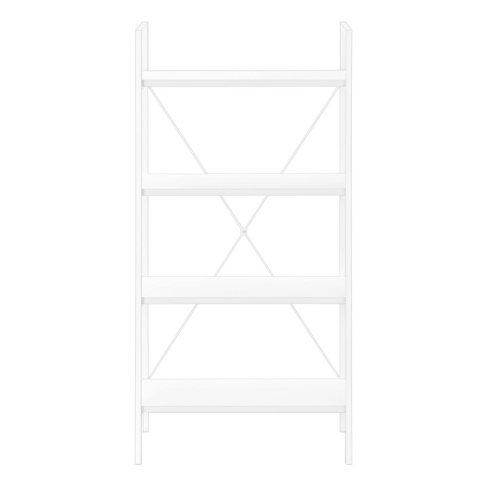Bookshelf, Bookcase, 4 Tier, 48H, Office, Bedroom, White Laminate, White. Picture 4