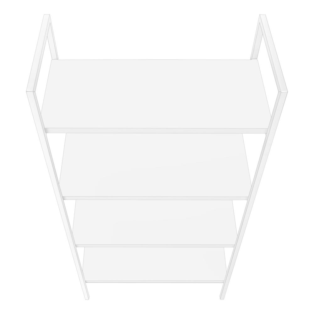 Bookshelf, Bookcase, 4 Tier, 48H, Office, Bedroom, White Laminate, White. Picture 5