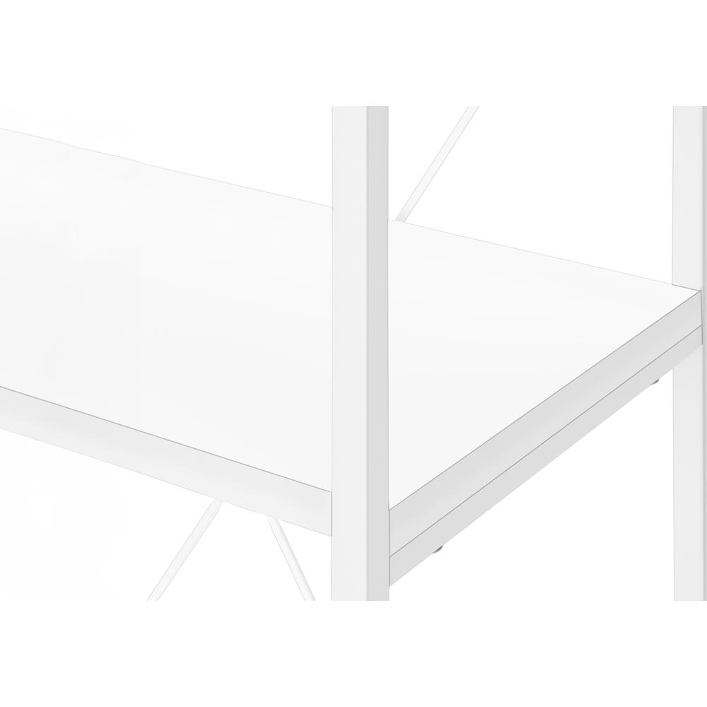 Bookshelf, Bookcase, 4 Tier, 48H, Office, Bedroom, White Laminate, White. Picture 6