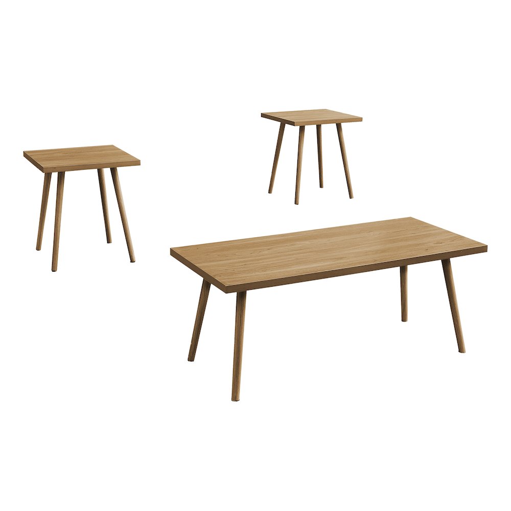 Table Set, 3pcs Set, Accent, Coffee, End, Walnut Laminate, Contemporary. Picture 1