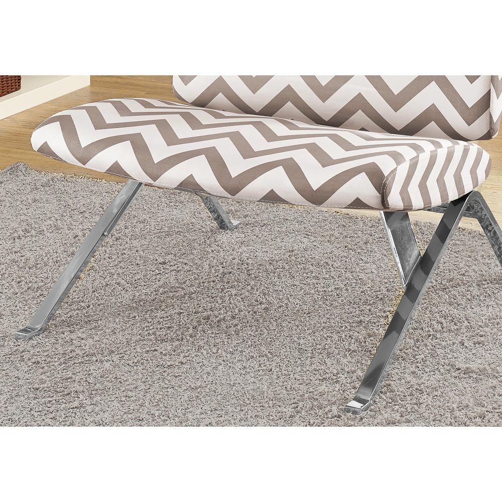 Accent Chair, Armless, Fabric, Living Room, Bedroom, Brown Fabric, Chrome. Picture 3