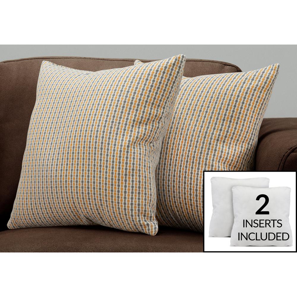 Pillows, Set Of 2, 18 X 18 Square, Insert Included, Decorative Throw, Accent. Picture 3