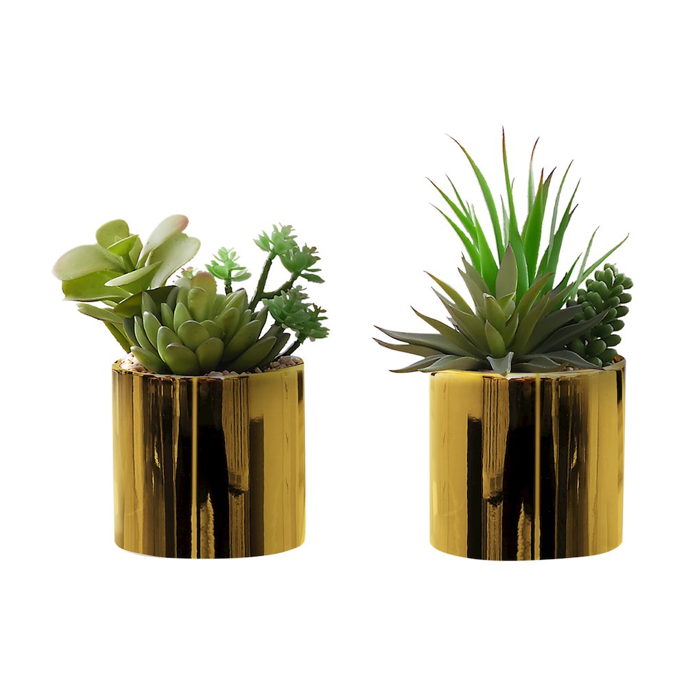 Artificial Plant, 7" Tall, Succulent, Indoor, Faux, Table, Greenery, Set Of 2. Picture 1