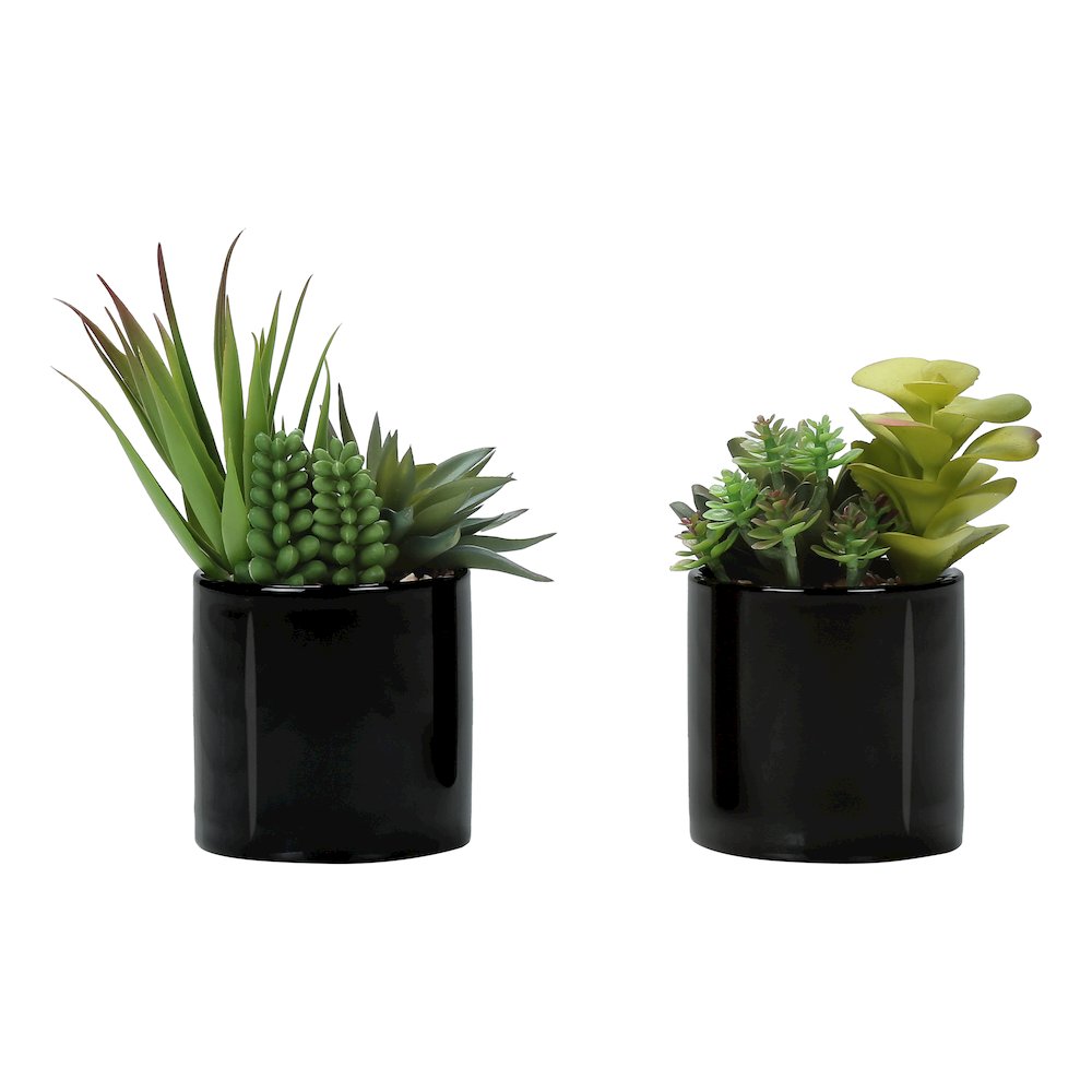 Artificial Plant, 7" Tall, Succulent, Indoor, Faux, Table, Greenery, Set Of 2. Picture 1