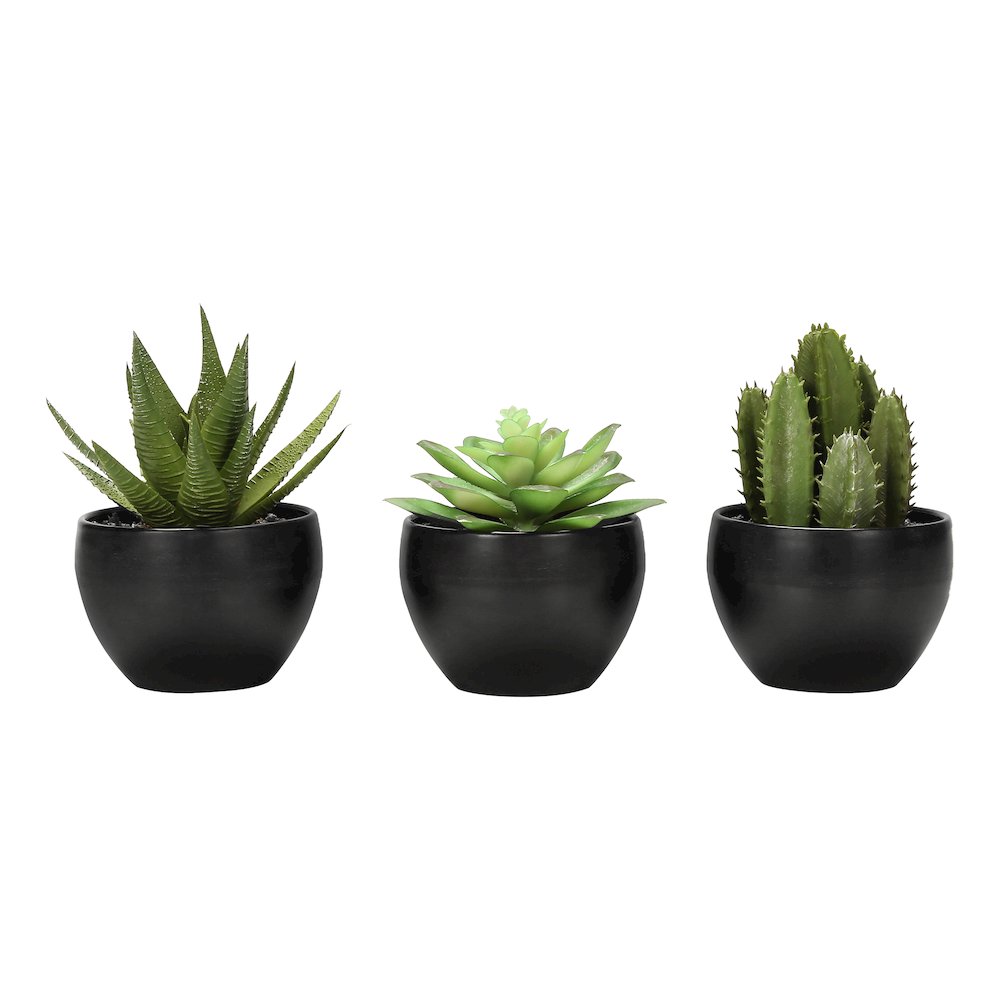 Artificial Plant, 6" Tall, Succulent, Indoor, Faux, Table, Greenery, Set Of 3. Picture 1