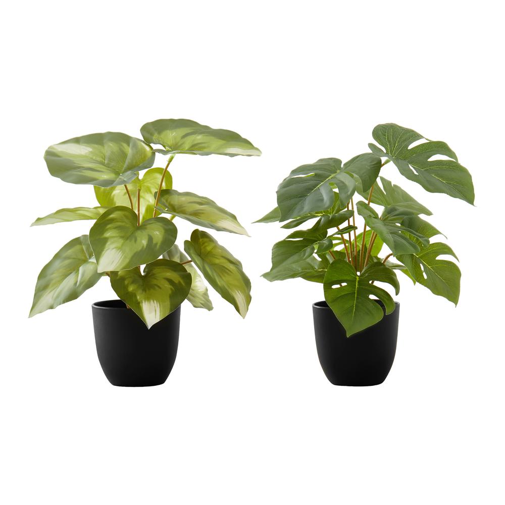 Artificial Plant, 13 Tall, Monstera Calthea, Indoor, Faux, Fake, Table. Picture 1