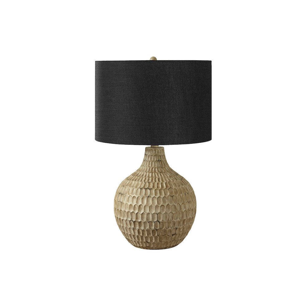 Lighting, 25"H, Table Lamp, Black Shade, Brown Resin, Contemporary. Picture 1