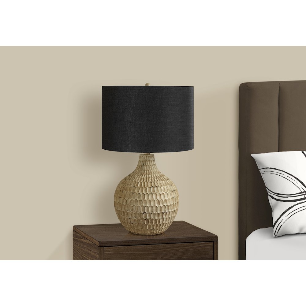 Lighting, 25"H, Table Lamp, Black Shade, Brown Resin, Contemporary. Picture 6