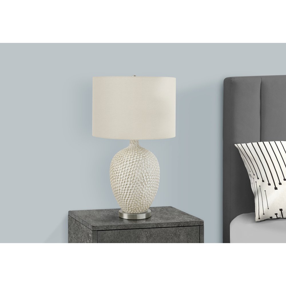 ="Lighting, 28""H, Table Lamp, Cream Ceramic, Ivory / Cream Shade, Contemporary. Picture 6