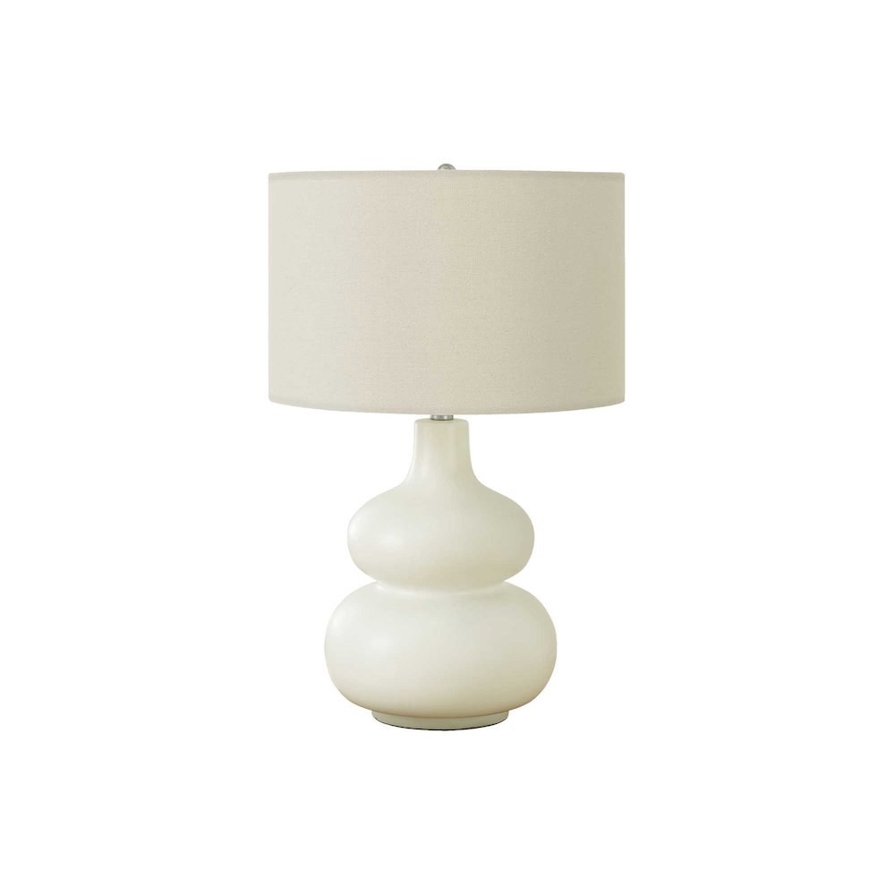 ="Lighting, 25""H, Table Lamp, Ivory / Cream Shade, Cream Ceramic, Contemporary. Picture 1