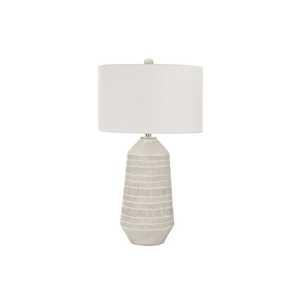 ="Lighting, 33""H, Table Lamp, Ivory / Cream Shade, Cream Ceramic, Contemporary. Picture 1