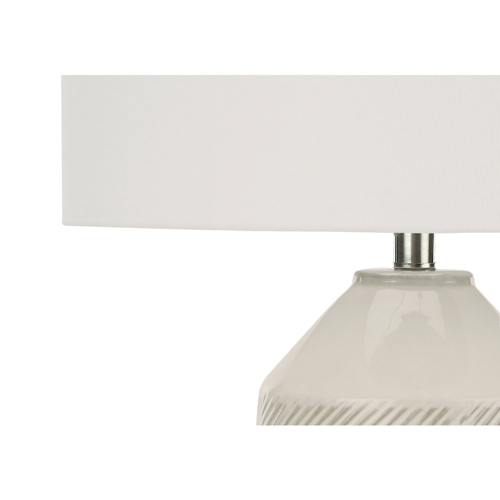 ="Lighting, 33""H, Table Lamp, Ivory / Cream Shade, Cream Ceramic, Contemporary. Picture 2