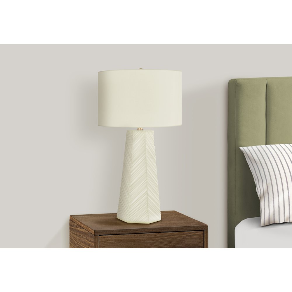 ="Lighting, 29""H, Table Lamp, White Ceramic, Ivory / Cream Shade, Contemporary. Picture 6