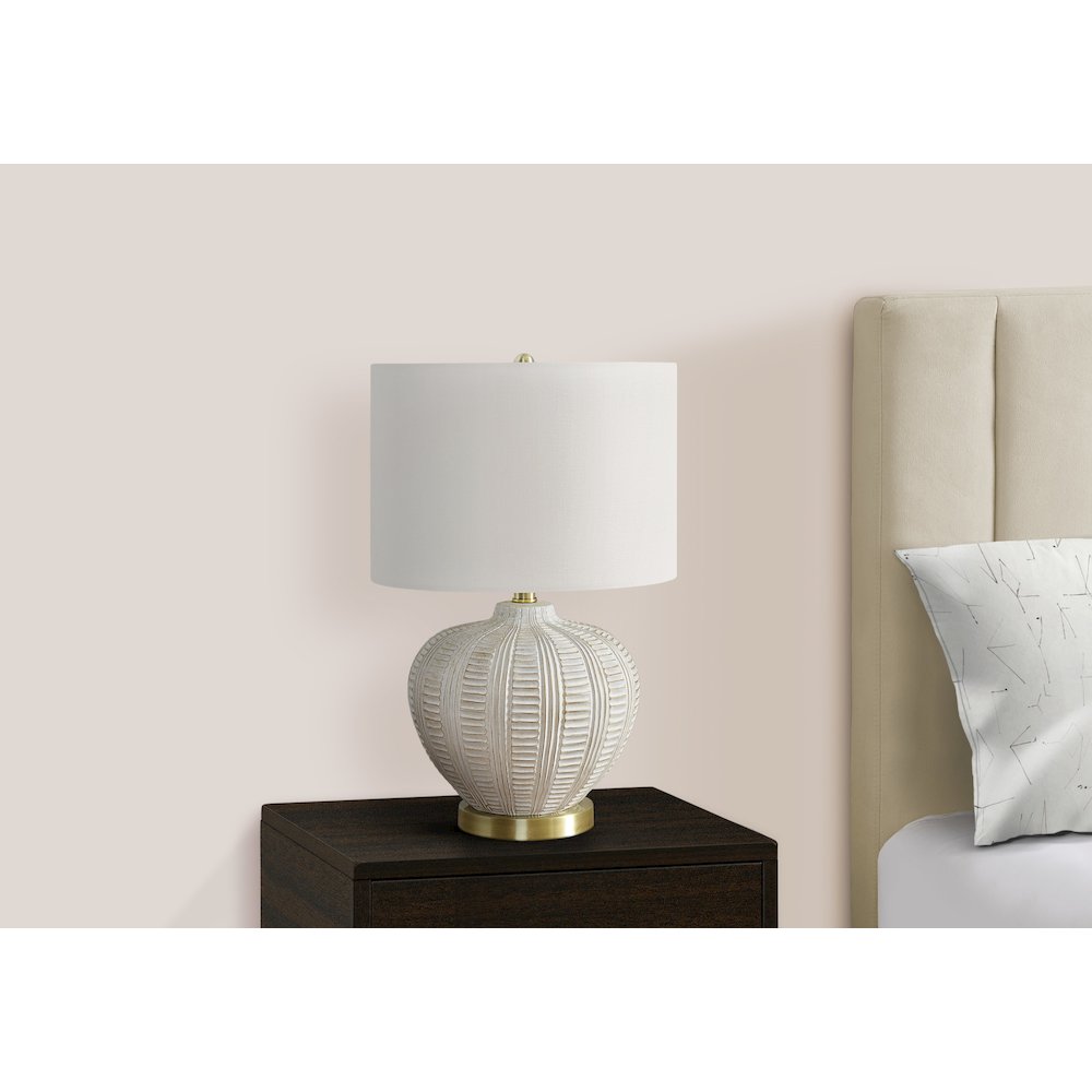 Lighting, 21"H, Table Lamp, Ivory / Cream Shade, Cream Resin, Transitional. Picture 6